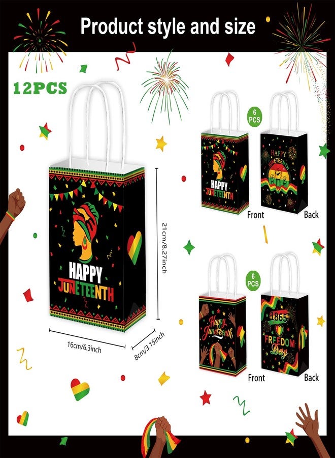 Qpout 12 Pcs Juneteenth Gift Bags with Handles,Happy Juneteenth Paper Bags for Freedom Day Party Favors, Decorations & Gift Wrapping, Juneteenth Party Supplies for June 19th Celebrations - Image 4