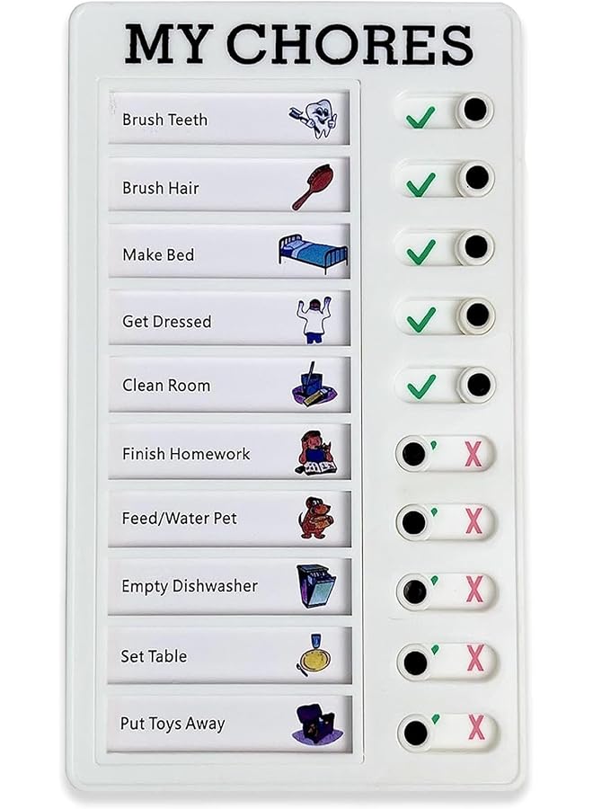 erorex My Chores Chart Checklist Chore Chart For Multiple Kids Memo Note Board With Slider Plastic Portable Daily To Do List Planner Kids And Adults Form Good Habit  - Image 1