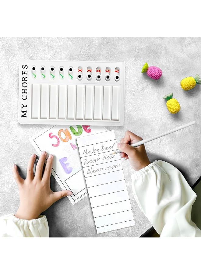 erorex My Chores Chart Checklist Chore Chart For Multiple Kids Memo Note Board With Slider Plastic Portable Daily To Do List Planner Kids And Adults Form Good Habit  - Image 2