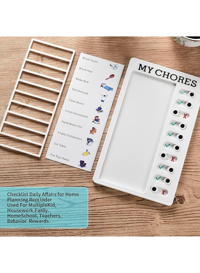 erorex My Chores Chart Checklist Chore Chart For Multiple Kids Memo Note Board With Slider Plastic Portable Daily To Do List Planner Kids And Adults Form Good Habit  - Image 3