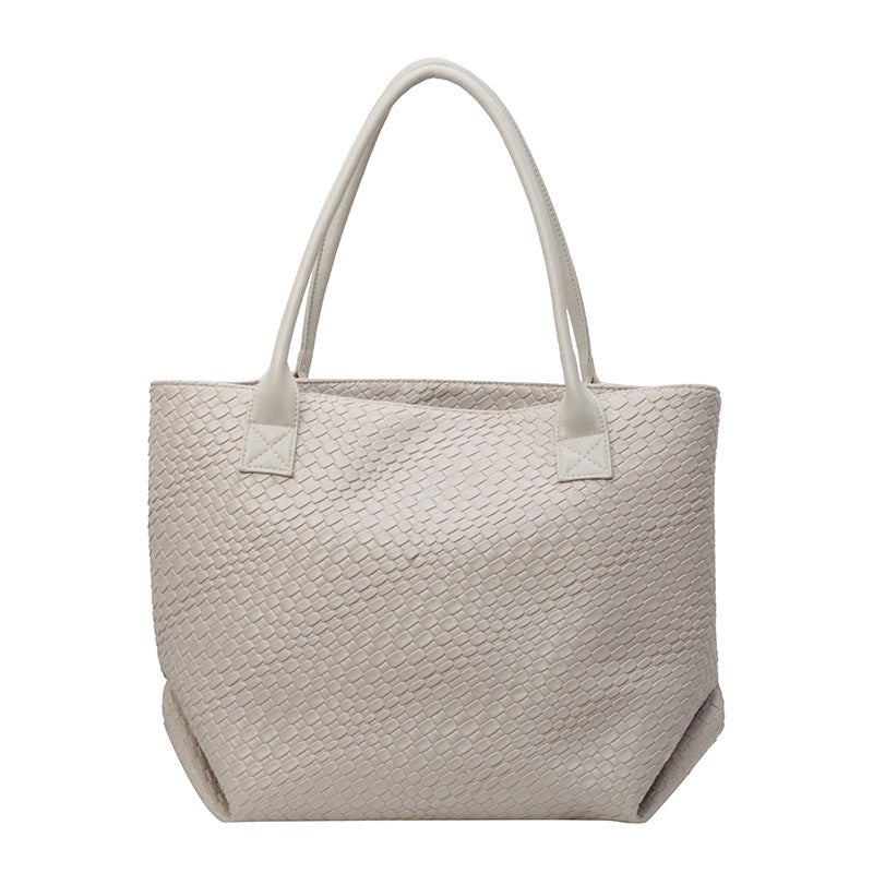 Woven Embossed Bag Women'S Large Handbag Large Capacity 2025 Autumn New Versatile Shoulder Bag Textured Ladies' Bag