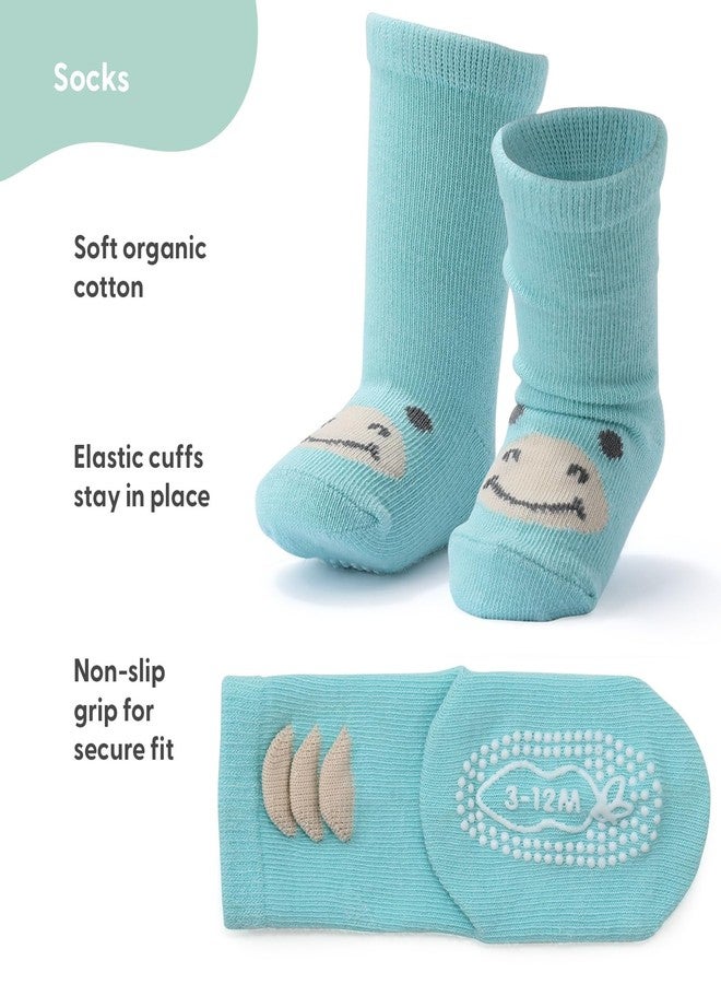 The Peanut Shell The Peanutshell Organic Baby Socks for Girls or Boys 12-24 Months Set of 12 - Non-Slip Grip, Soft and Breathable Cotton Baby Crew Toddler Socks - Comfortable Design for Toddler - Gray Mint - Image 3