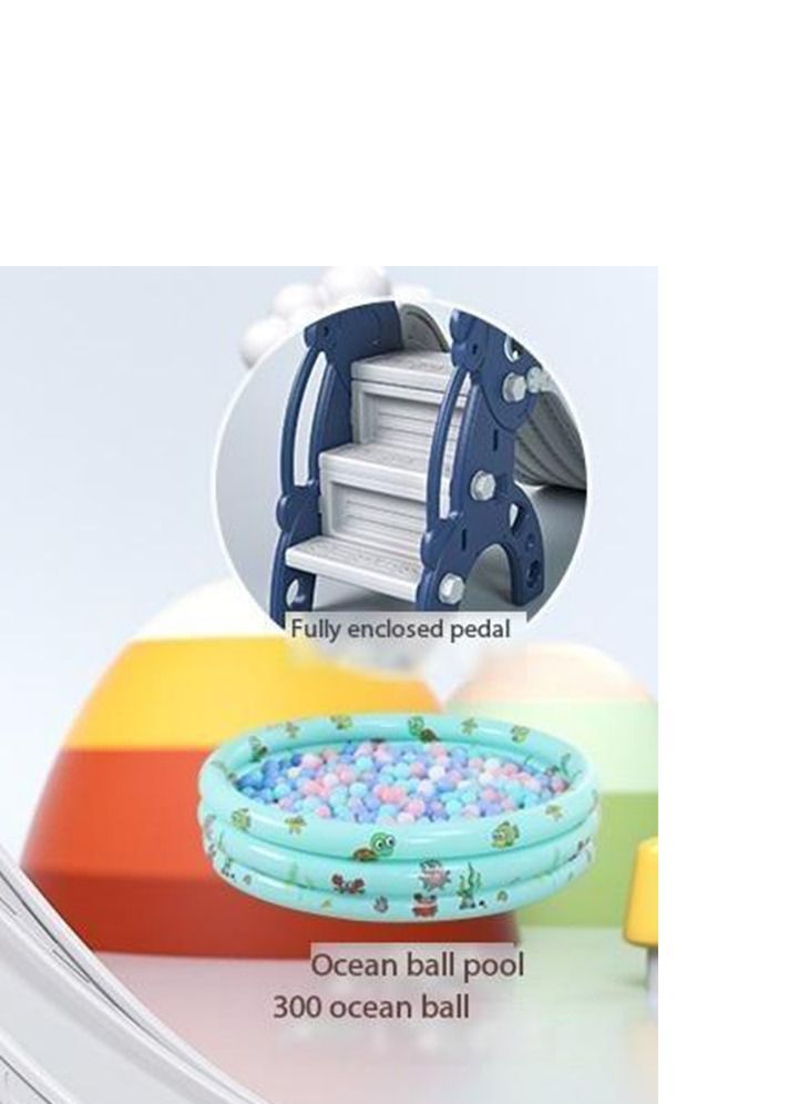 GT-Wheel Kids Plastic Play Slide With 300 Ocean Balls Pool and Basketball Hoop 3 Steps Fully Enclosed Pedal Toddler Climber - Image 2