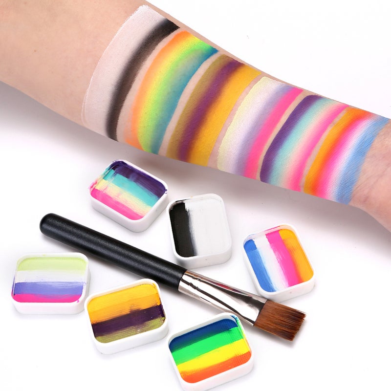 Face Painting Kit: 12 Split Cakes Vibrant Water-based Colors, 8 Paintbrushes, 10 Stencils, 2 Stickers - Safe Gentle Formulation, Easy To Apply And Clean, Face Paint For Kids, Costume Parties, Carnival - Image 3