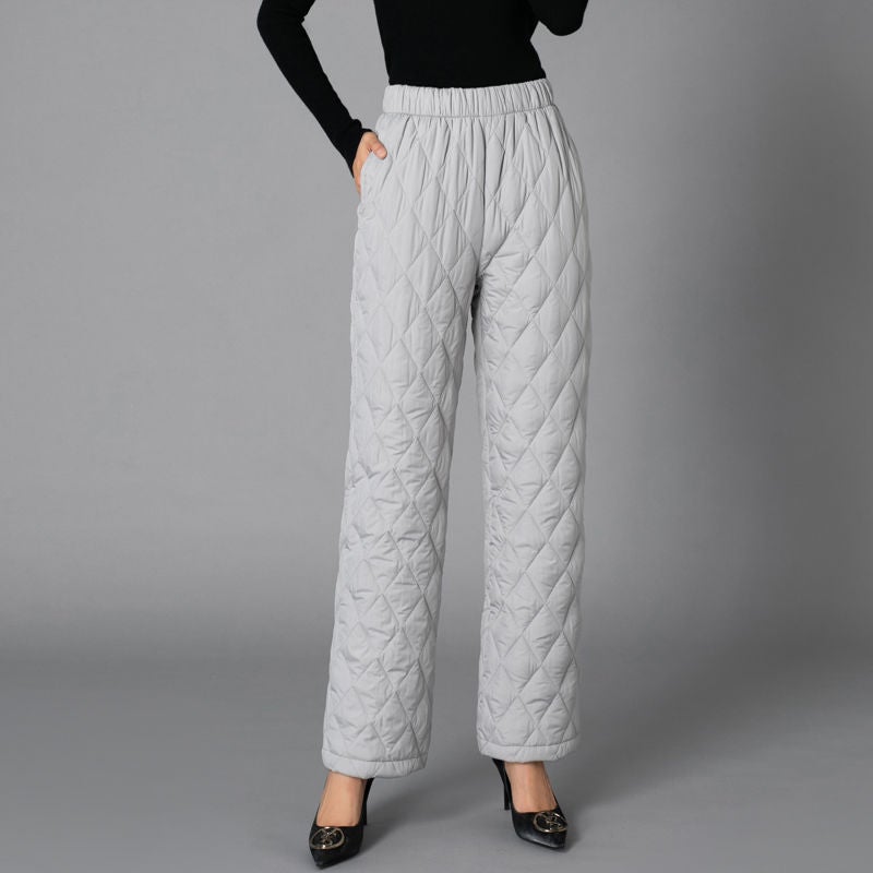 Wide-leg Cotton Pants Womens Thickened Warm Pants plus size Middle-aged and Elderly Casual Straight Pants High Waist Down Cotton Pants gray toe  - Image 5