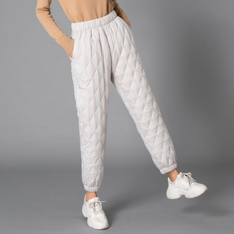 Wide-leg Cotton Pants Womens Thickened Warm Pants plus size Middle-aged and Elderly Casual Straight Pants High Waist Down Cotton Pants gray toe  - Image 1