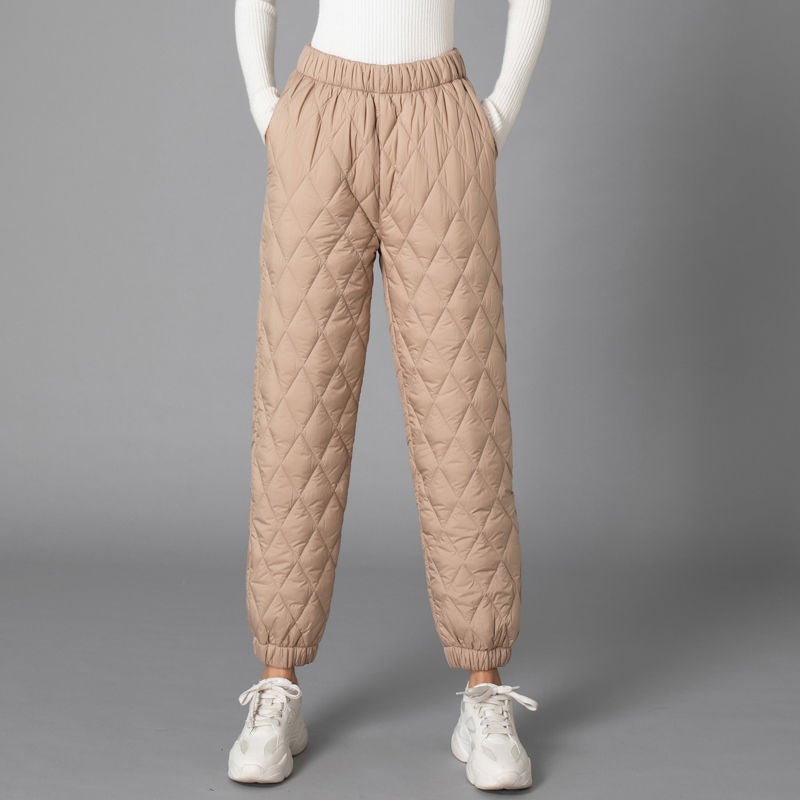 Wide-leg Cotton Pants Womens Thickened Warm Pants plus size Middle-aged and Elderly Casual Straight Pants High Waist Down Cotton Pants gray toe  - Image 2