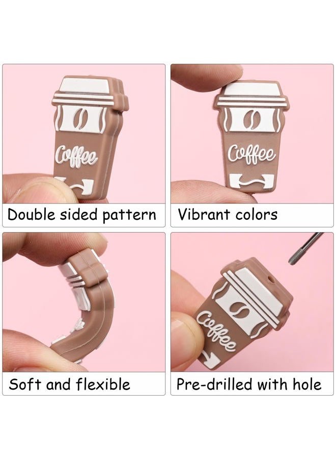 Ebristar Silicone Focal Beads, 20 Pcs Coffee Theme Silicone Focal Beads Bulk for Pens, Silicone Charm Beads Accessory Kit for Beaded Pens, Keychain Making & DIY Handmade Crafts - Image 4