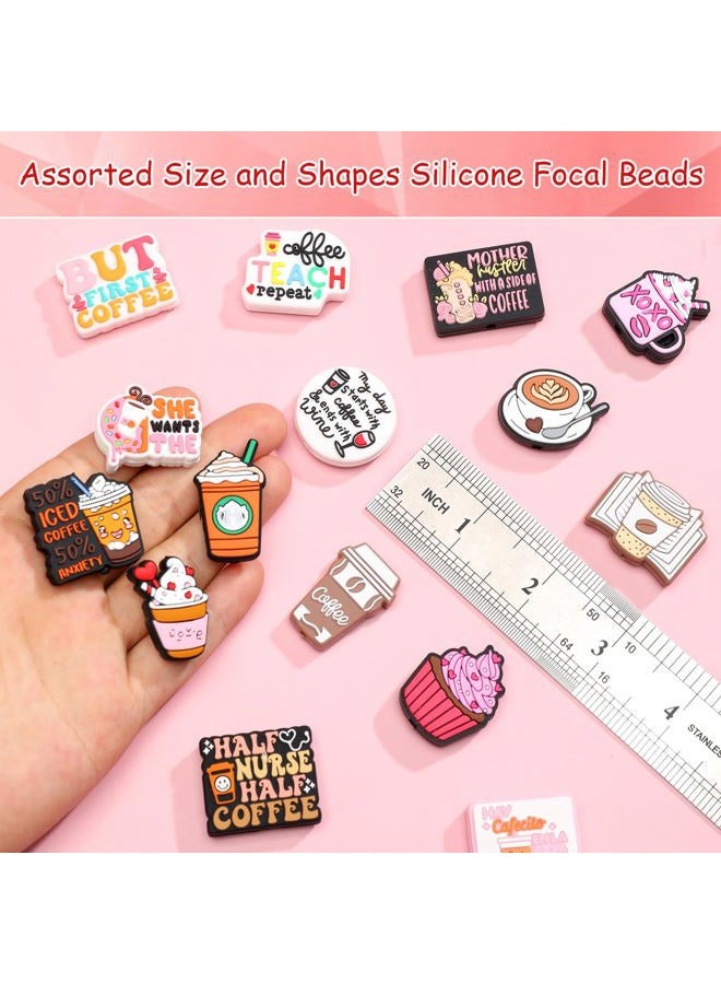 Ebristar Silicone Focal Beads, 20 Pcs Coffee Theme Silicone Focal Beads Bulk for Pens, Silicone Charm Beads Accessory Kit for Beaded Pens, Keychain Making & DIY Handmade Crafts - Image 2