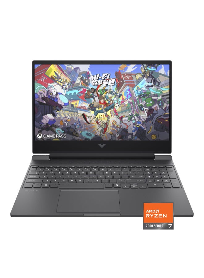 HP لابتوب ألعاب Victus بحجم 15.6 بوصة بدقة Full HD، مع معالج AMD Ryzen 7 7445HS، وذاكرة RAM سعة 16GB، وقرص SSD سعة 512GB، ورسوميات NVIDIA GeForce RTX 4050 بسعة 6GB، ونظام Windows 11 Home - Image 1