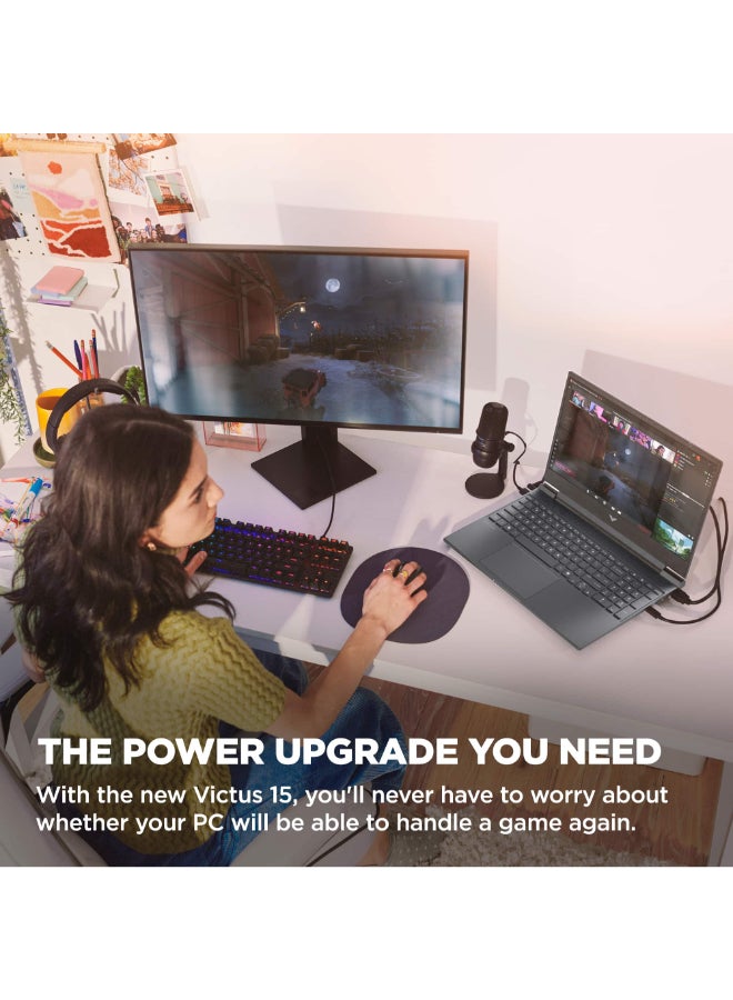 HP لابتوب ألعاب Victus بحجم 15.6 بوصة بدقة Full HD، مع معالج AMD Ryzen 7 7445HS، وذاكرة RAM سعة 16GB، وقرص SSD سعة 512GB، ورسوميات NVIDIA GeForce RTX 4050 بسعة 6GB، ونظام Windows 11 Home - Image 3