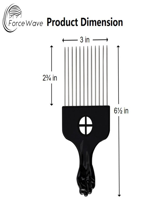 ForceWave Hair Pick Comb for Afro, Metal Hairdressing Tools for Women and Men Curly Hair Styling - Image 2