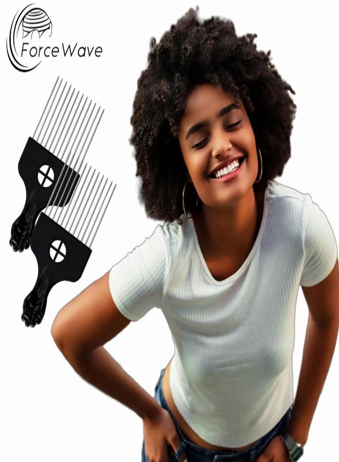 ForceWave Hair Pick Comb for Afro, Metal Hairdressing Tools for Women and Men Curly Hair Styling - Image 4