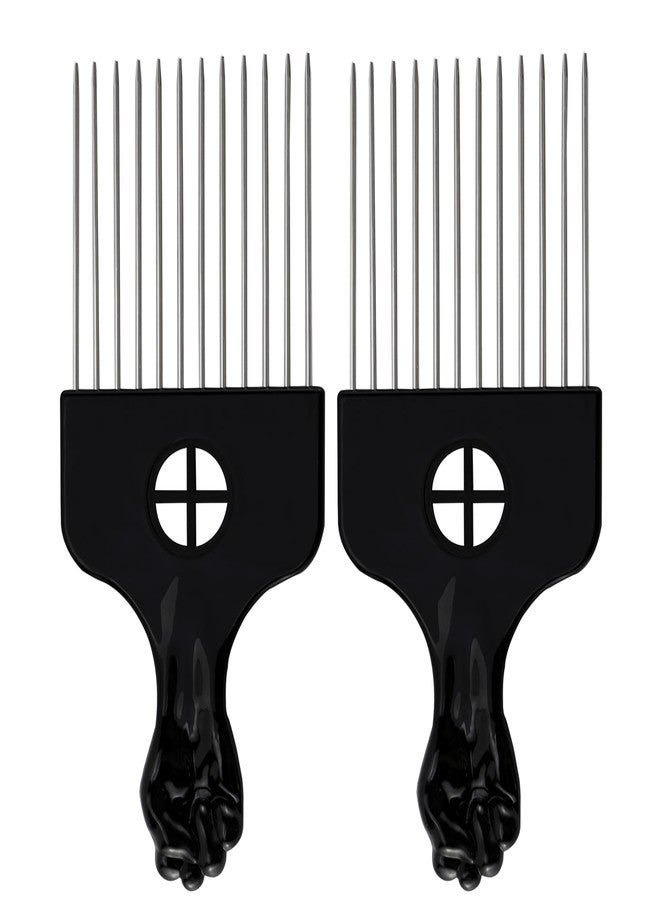 ForceWave Hair Pick Comb for Afro, Metal Hairdressing Tools for Women and Men Curly Hair Styling - Image 1