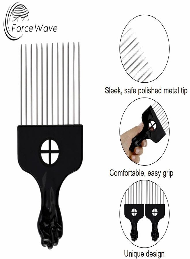 ForceWave Hair Pick Comb for Afro, Metal Hairdressing Tools for Women and Men Curly Hair Styling - Image 3