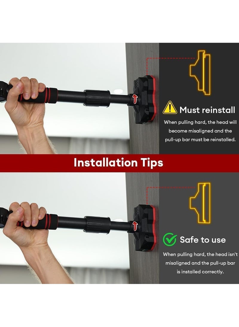 Pull Up Bar Strength Training Chin up Bar without Screws Non-Slip Grips - Adjustable 65-100CM Width Locking Mechanism Pull-up Bar for Doorway for Home Gym Upper Body Workout