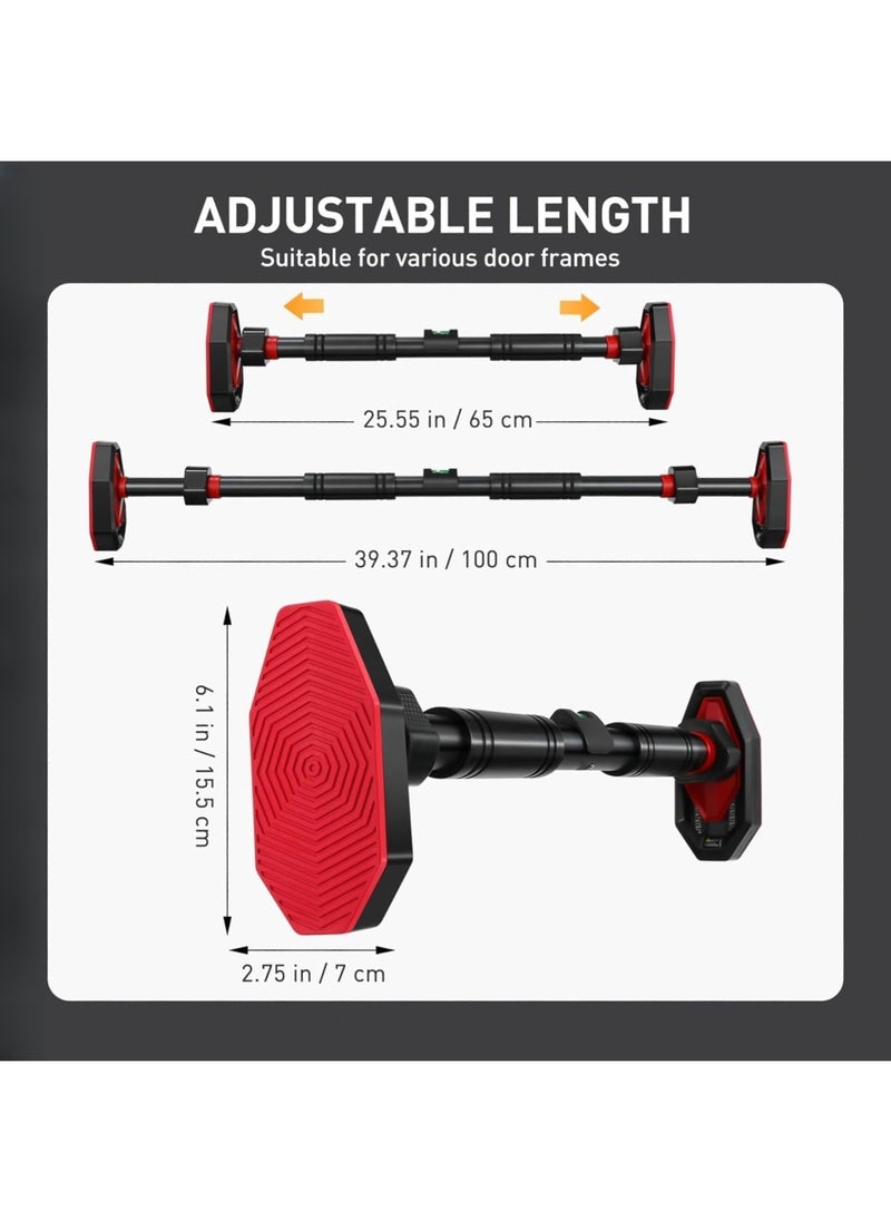 Pull Up Bar Strength Training Chin up Bar without Screws Non-Slip Grips - Adjustable 65-100CM Width Locking Mechanism Pull-up Bar for Doorway for Home Gym Upper Body Workout