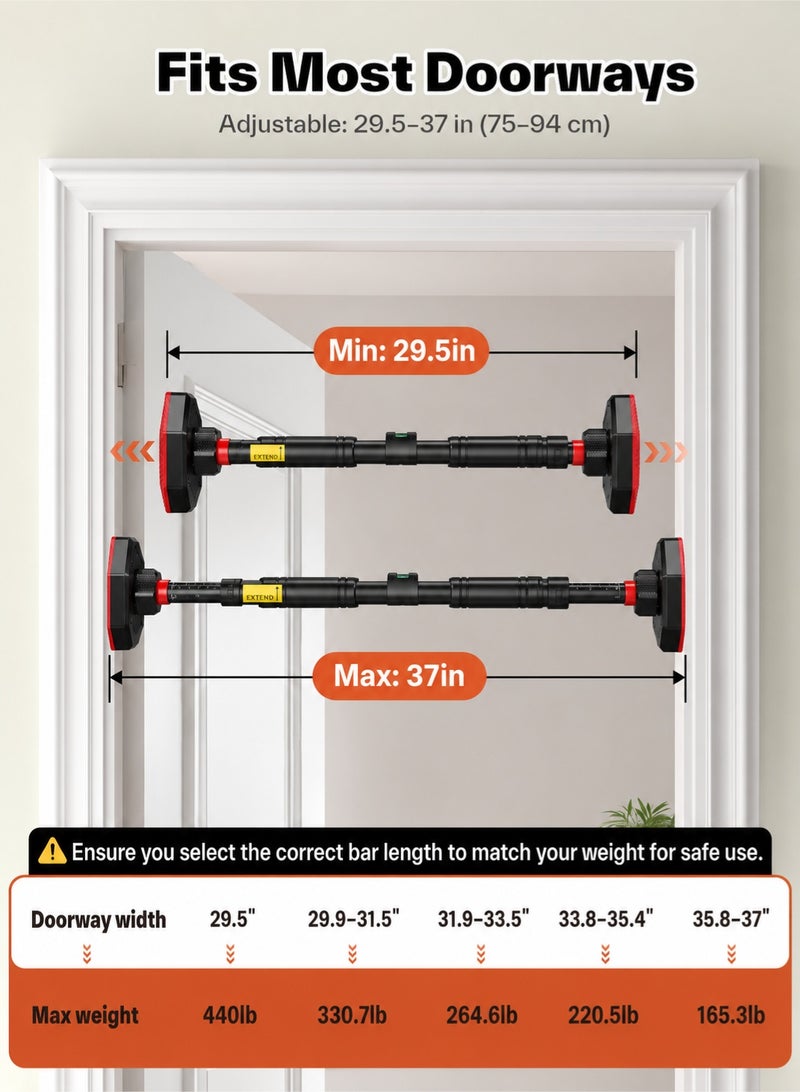 WAKYME Pull Up Bar Strength Training Chin up Bar without Screws Non-Slip Grips - Adjustable 65-100CM Width Locking Mechanism Pull-up Bar for Doorway for Home Gym Upper Body Workout - Image 5