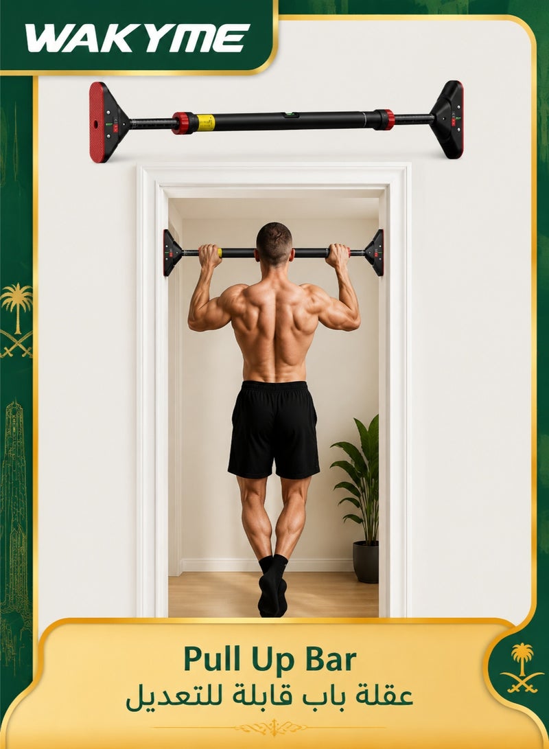 WAKYME Pull Up Bar Strength Training Chin up Bar without Screws Non-Slip Grips - Adjustable 65-100CM Width Locking Mechanism Pull-up Bar for Doorway for Home Gym Upper Body Workout - Image 1