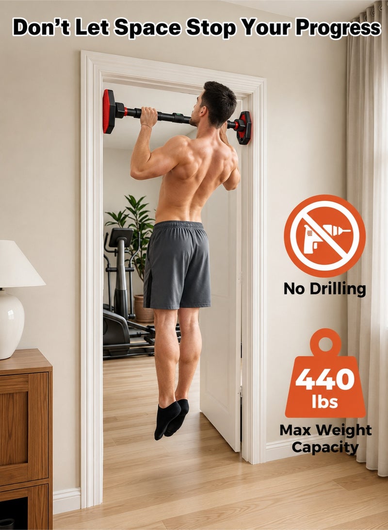WAKYME Pull Up Bar Strength Training Chin up Bar without Screws Non-Slip Grips - Adjustable 65-100CM Width Locking Mechanism Pull-up Bar for Doorway for Home Gym Upper Body Workout - Image 2