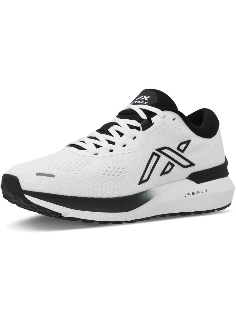 Athlex Men's Running Shoes NAVI M White/Black Lightweight, Breathable Mesh, High-Performance Cushioning, Neutral Pronation, Durable and Stylish Running Footwear - Image 1