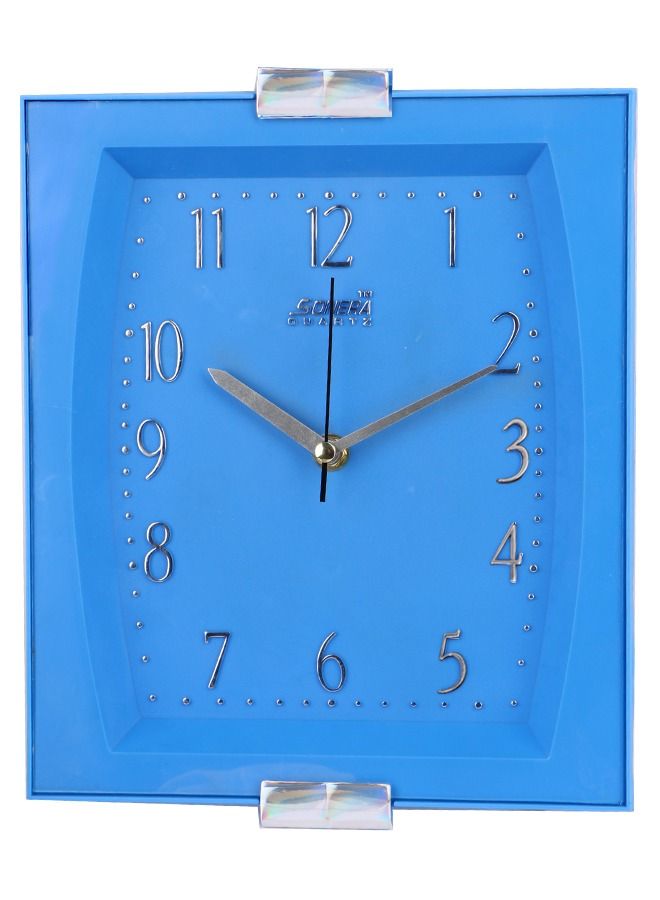 SONERA Blue Square Wall Clock with Silver-Tone Numbers and Hands - Image 1