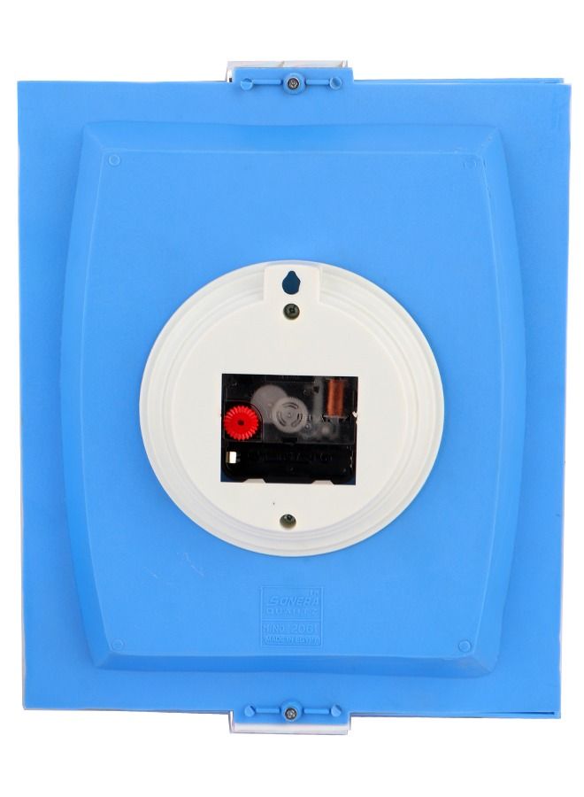 SONERA Blue Square Wall Clock with Silver-Tone Numbers and Hands - Image 2