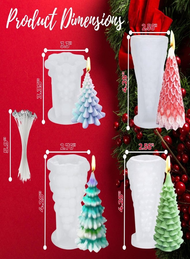 Atarvana 4pcs Christmas Silicone Mold Set for Candle Making, Atarvana 3D Christmas Candle Making Molds with 10pcs Candle Wick-Christmas Trees, Santa Claus, Pine and Ginger Man - Image 2