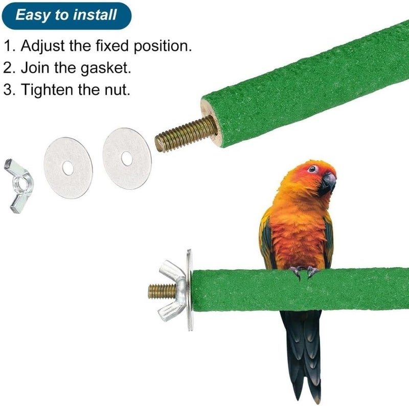 PETSARY Bird Claw Grinding Perch for Parrots | Wood Single Head Screw Stand Pole | Natural Parakeet Perch Toy Platform Grinding Stick | Cage Accessories for Cockatiel Lovebird Budgies | 20cm Green - Image 2