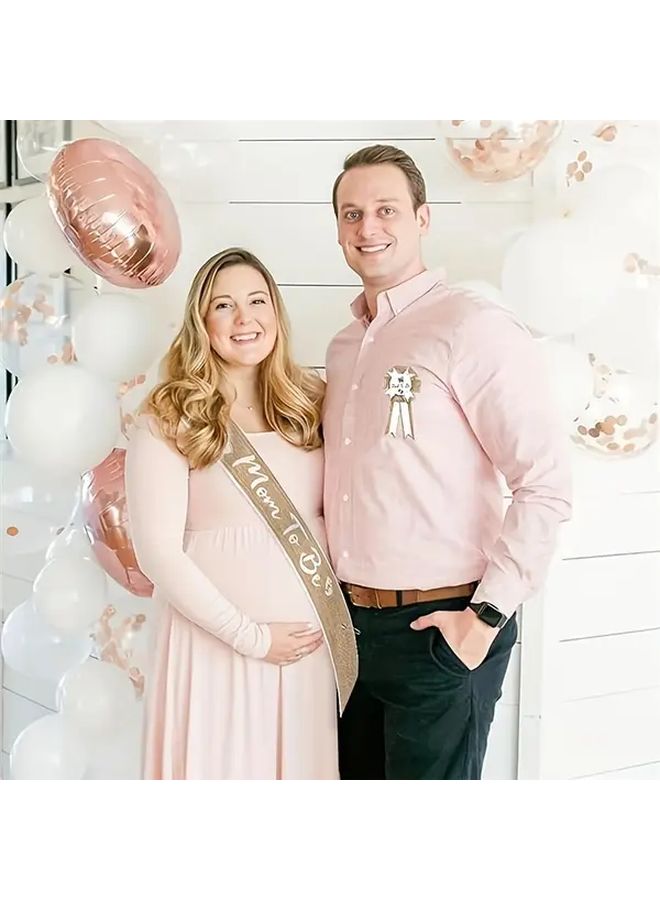 مجموعة حفلة استقبال المولود مع شارة الأب المستقبلي وشريحة الأم المستقبلية - Image 3