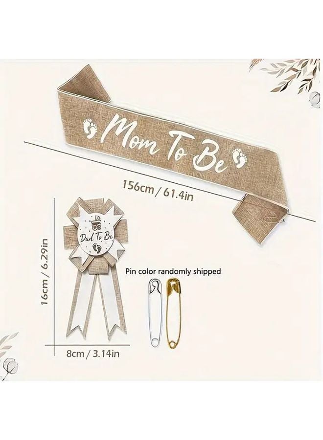 مجموعة حفلة استقبال المولود مع شارة الأب المستقبلي وشريحة الأم المستقبلية - Image 4