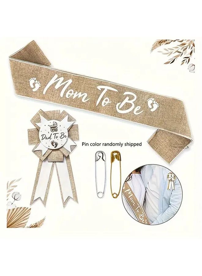 مجموعة حفلة استقبال المولود مع شارة الأب المستقبلي وشريحة الأم المستقبلية - Image 2