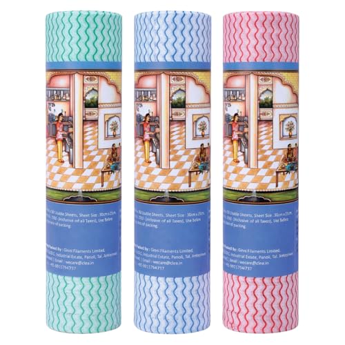 GINNI Premium Reusable Kitchen Tissue Rolls - Printed, Washable & Multi-Purpose | 50 Pulls per Roll | Pack of 3 - Image 1