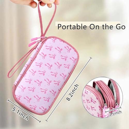 COSHAYSOO Travel Gifts for Women College Teen Girls Trip Favors Pink Birthday Gift Ideas, Electronics Cord Cable Organizer Bag Tech Pouch Case Gadgets Accessories Cruise Airplane Essentials, Bowknot - Image 2
