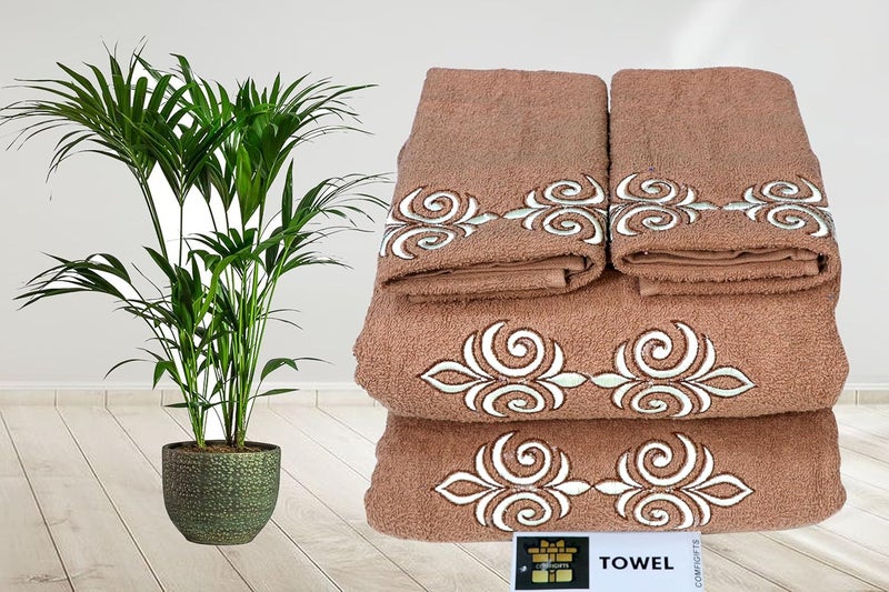 COMFIGIFTS 100% Cotton 4 Piece Towel Set | 2 Bath Towels & 2 Hand Towels | 370 GSM | Soft, Absorbent, Lightweight Towels with Computerized Embroidery - Image 2