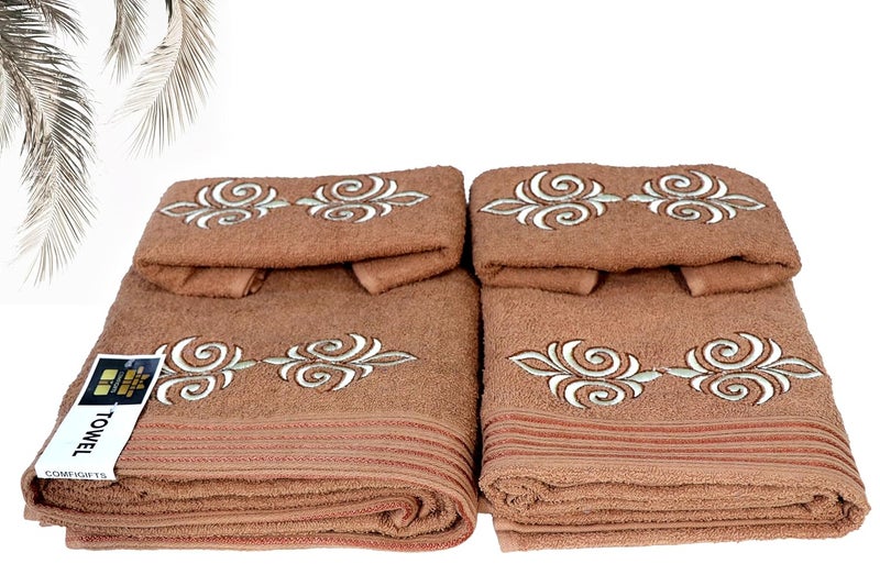 COMFIGIFTS 100% Cotton 4 Piece Towel Set | 2 Bath Towels & 2 Hand Towels | 370 GSM | Soft, Absorbent, Lightweight Towels with Computerized Embroidery - Image 3