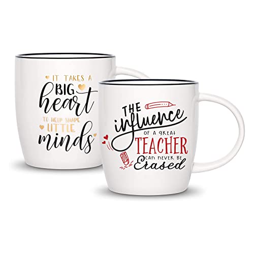 ElegantPark مجموعة أكواب المعلمين ELEGANTPARK من 2 هدية للمعلمات لأسابيع التقدير أعياد الميلاد عيد الحب التخرج نهاية العام شكرًا هدايا عيد الميلاد أكواب قهوة مبتكرة سعة 13 أونصة