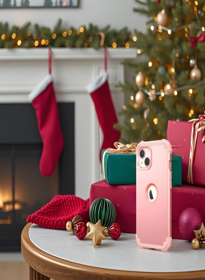 اي دي ويل جراب IDweel لهاتف iPhone 15 مع واقي شاشة للنساء، 3 في 1 مقاوم للصدمات، نحيف، هجين، متين، مصنوع من البولي كربونات الصلب، مع حواف من السيليكون الناعم، لون ذهبي وردي - Image 2