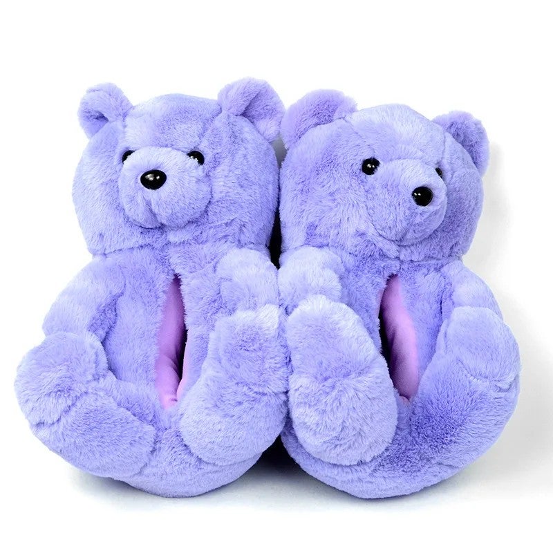 Y&D Lovely Fluffy Warm Faux Fur Teddy Bear Plush for Slippers for Kids Women Indoor Non-slip Winter House for Slippers Soft - Image 5