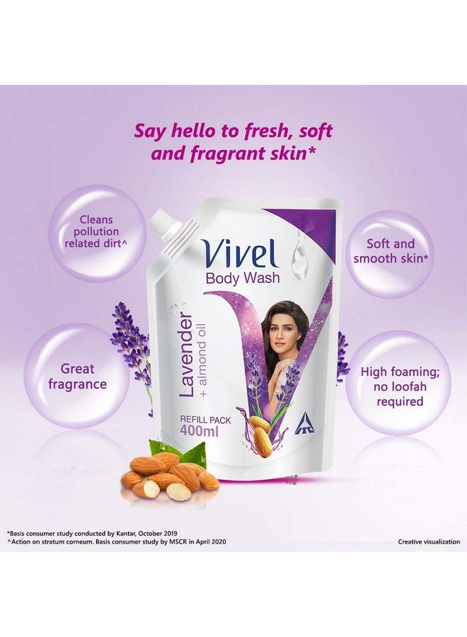 Vivel Body Wash Lavender & Almond Oil Shower Creme Liquid Refill Pouch 400 Ml - Image 4