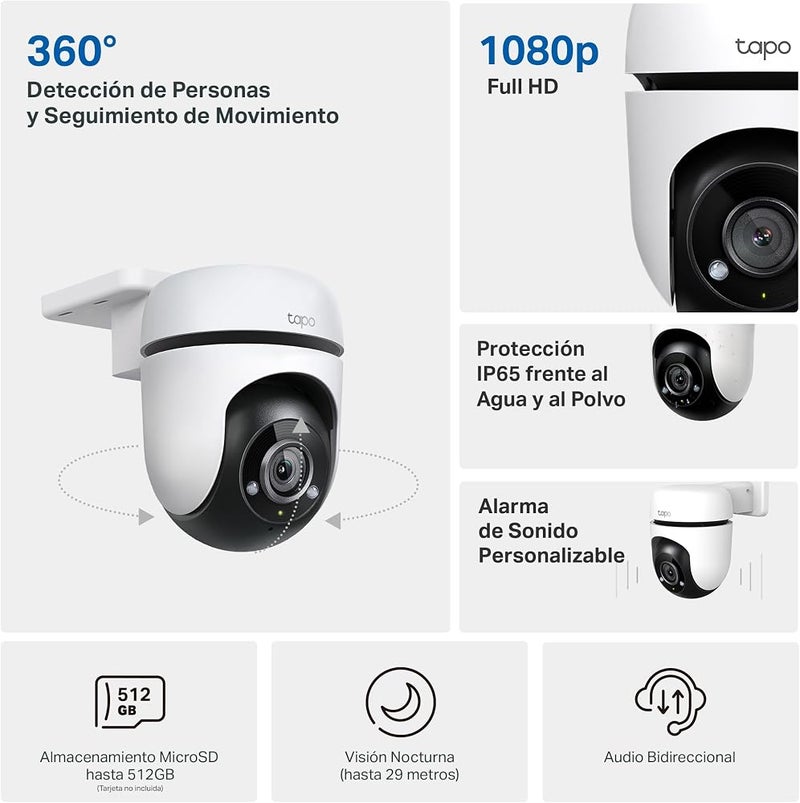 تابو TP-Link - كاميرا أمان Wi-Fi خارجية قابلة للتحريك يمينًا ويسارًا/Tapo C500 المنزل الذكي - Image 2
