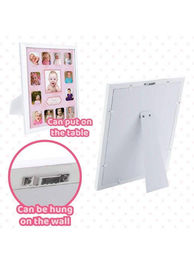 COMFECTO Collage Photo Frame For Baby First Year Keepsake Multi Picture Frames For Baby Newborn 1St Birthday Gift Memory Home Decor Size 11 X 13 X 1 Inch With 13 Slots In Pink White Prime Wood  - Image 5