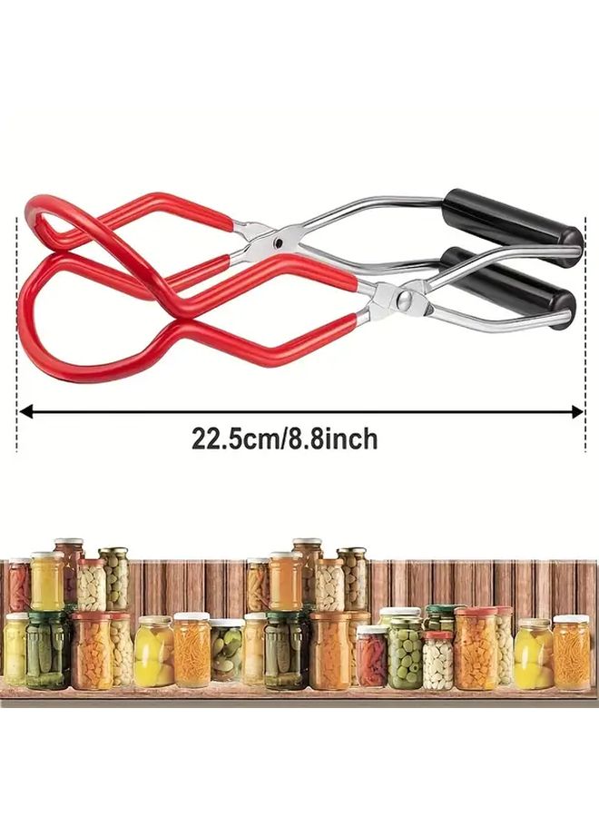 Red Stainless Steel Canning Tools With Can Lift And Clip For Home Kitchen - Image 3