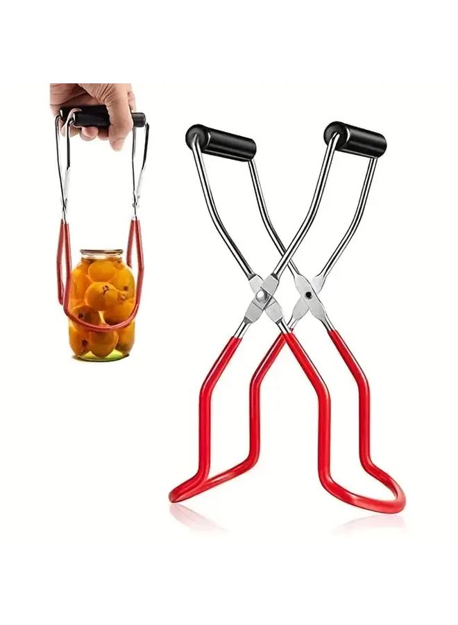 Red Stainless Steel Canning Tools With Can Lift And Clip For Home Kitchen - Image 1