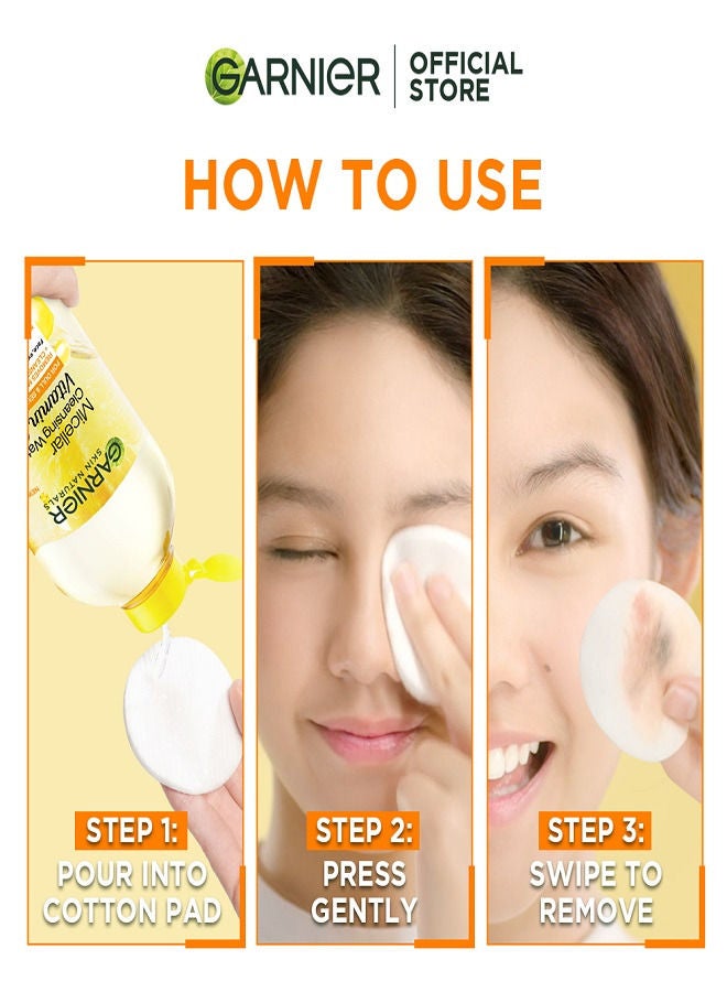 garnier Micellar Water with Vitamin C SkinActive Facial Cleanser & Makeup Remover 400ml - Image 3