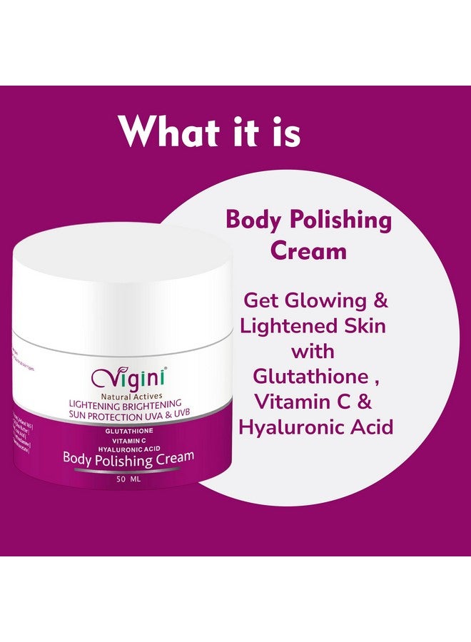 Vigini كريم ترطيب الجسم فيجيني المتألق بفيتامين سي وحمض كوجيك لتقشير البشرة للبقع الداكنة وتوحيد لون البشرة الباهت وغير المتساوي تحت الإبط وإزالة السمرة للرجال والنساء 50 مل - Image 2