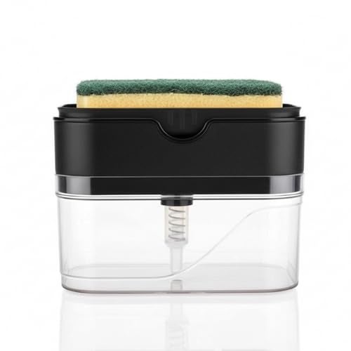 KBS 2 in 1 Liquid Soap Holder Dispenser Pump for Dishwasher 400 ML with Sponge for Kitchen Sink,Bathroom,Restaurant Cleaning Supply Accessories Item Gadgets Multipurpose Durable Plastic (Black) - Image 4