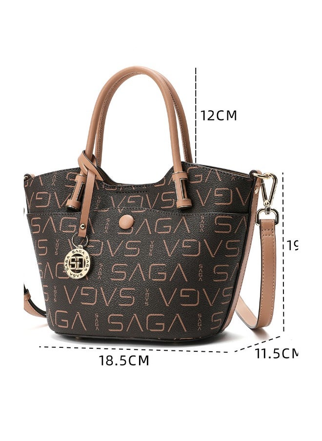 SAGA Saga Elegance Series: Women's Designer Handbag in Chic Brown- PVC & Microfiber Blend, Perfect Size for Everyday Elegance  - Image 1