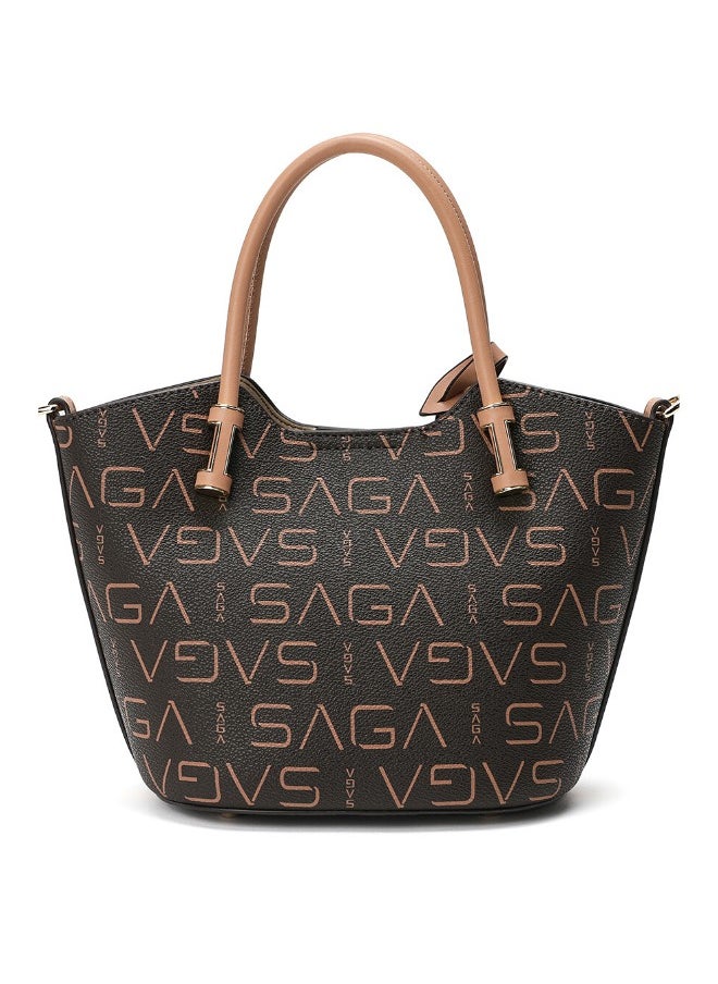 SAGA Saga Elegance Series: Women's Designer Handbag in Chic Brown- PVC & Microfiber Blend, Perfect Size for Everyday Elegance  - Image 2