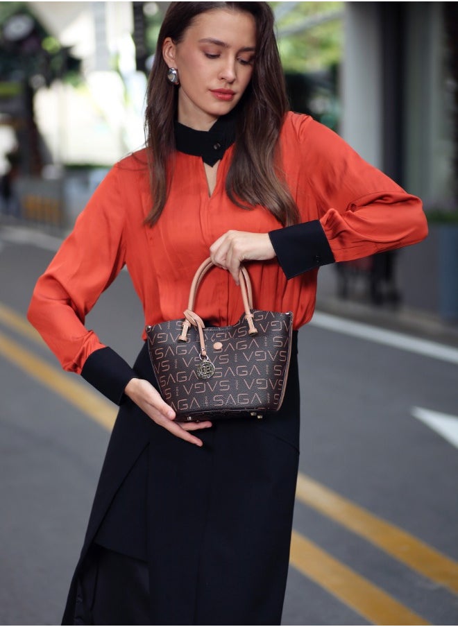 SAGA Saga Elegance Series: Women's Designer Handbag in Chic Brown- PVC & Microfiber Blend, Perfect Size for Everyday Elegance  - Image 3